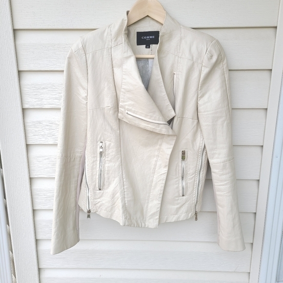 Comme USA Jackets & Blazers - ➕Comme➕ Moto Jacket, Cream Vegan Leather